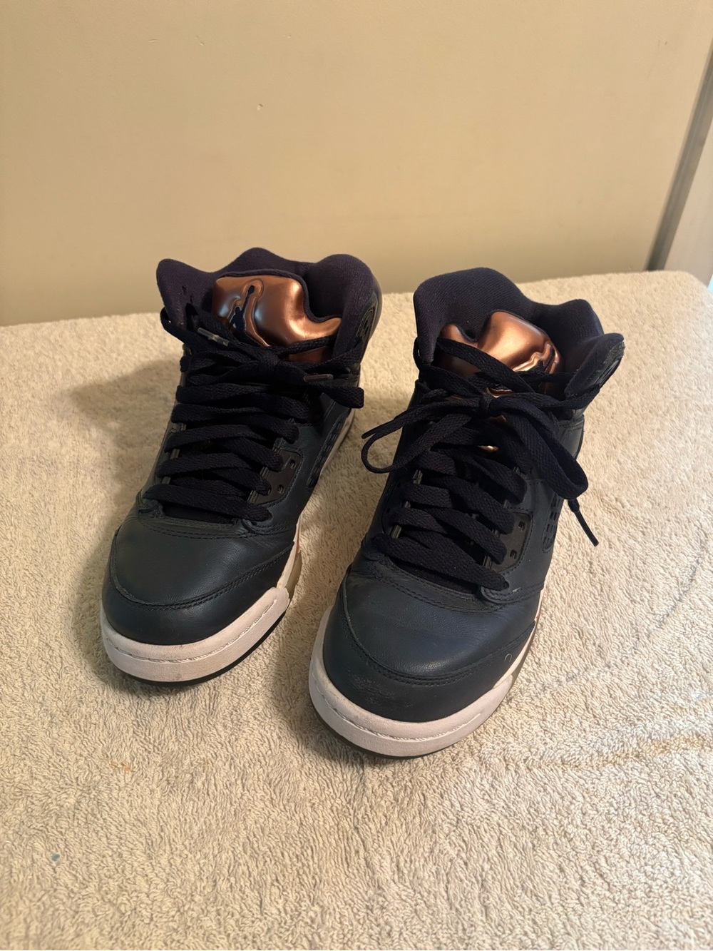 Jordan Men's Black and Copper High-Top Sneakers